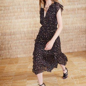 Ulla Johnson Black Nadya Midi Dress - Size 4